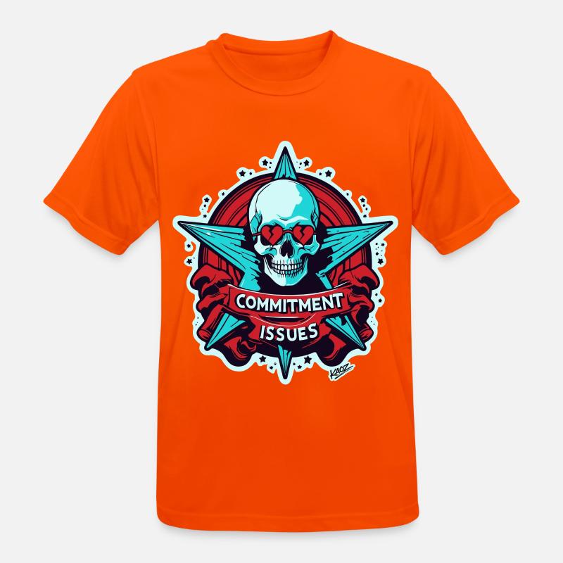 Commitment Issues Skull Badge - Men's Breathable T-Shirt - neon orange