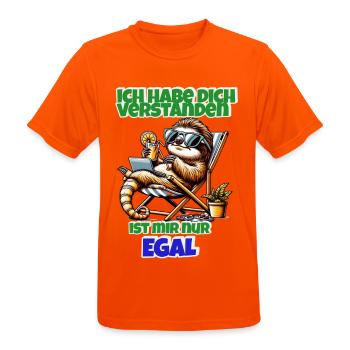 Faultier Shirt – Ist mir nur egal - Männer T-Shirt atmungsaktiv - Neonorange - Vorne - AI Model Male 185 dark (185cm)