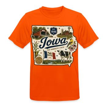 Iowa Hawkeye State Vintage Farm Aufkleber - Männer T-Shirt atmungsaktiv - Neonorange - Vorne - AI Model Male 185 dark (185cm)