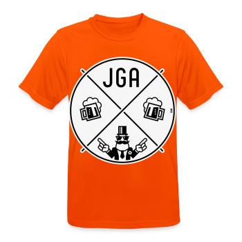 Bachelor Party Groom Hand Signal Beer Circle Symbol NEG 2C - Men's Breathable T-Shirt - neon orange - Front - AI Model Male 185 dark (185cm)