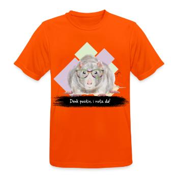 JvG Ratte "Denk positiv, i roz da!" - Männer T-Shirt atmungsaktiv - Neonorange - Vorne - AI Model Male 185 dark (185cm)