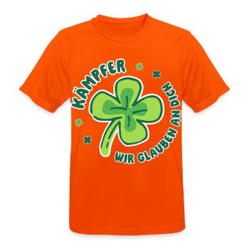 Kämpfer – Wir glauben an dich - Mutmacher - Männer T-Shirt atmungsaktiv - Neonorange - Vorne - AI Model Male 185 dark (185cm)