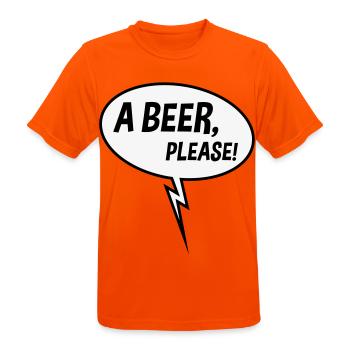 Ein Bier, bitte! (Sprechblase, Trinken, 2 Cent runter) - Männer T-Shirt atmungsaktiv - Neonorange - Vorne - AI Model Male 185 dark (185cm)