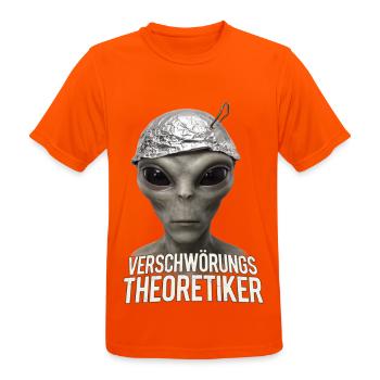 Alien Verschwörungs-Theoretiker - Männer T-Shirt atmungsaktiv - Neonorange - Vorne - AI Model Male 185 dark (185cm)