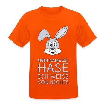 Mein Name ist Hase Ich weiß von nichts - Männer T-Shirt atmungsaktiv - Neonorange - Vorne - AI Model Male 185 dark (185cm)