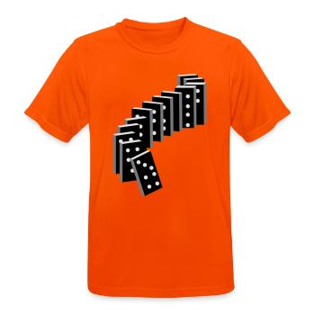 Legespiel mit Domino Spielsteine - Männer T-Shirt atmungsaktiv - Neonorange - Vorne - AI Model Male 185 dark (185cm)