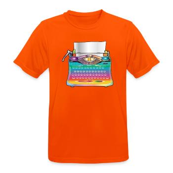kunterbunte antike Schreibmaschine für Retro Fans - Männer T-Shirt atmungsaktiv - Neonorange - Vorne - AI Model Male 185 dark (185cm)