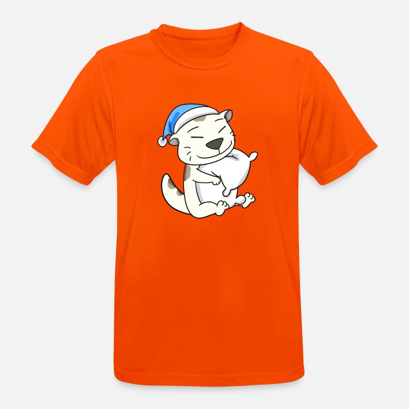 Cat cat breed Devon Rex - Men's Breathable T-Shirt - neon orange