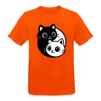Portrait de chat Ying Yang - T-shirt respirant Homme - orange néon - Devant - AI Model Male 185 dark (185cm)