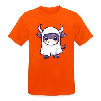 Bull Halloween fantôme - T-shirt respirant Homme - orange néon - Devant - AI Model Male 185 dark (185cm)