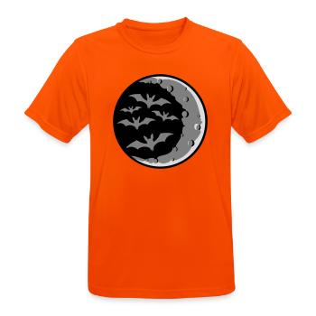 Viele Fledermäuse Silhouette cool Sichelmond Nacht - Männer T-Shirt atmungsaktiv - Neonorange - Vorne - AI Model Male 185 dark (185cm)