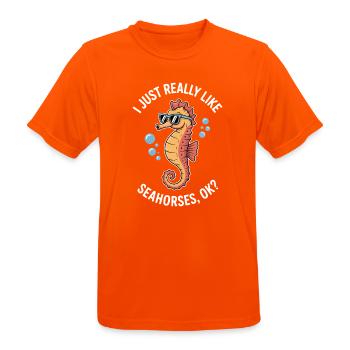Seahorse Saying Funny Seahorse Gift - Men's Breathable T-Shirt - neon orange - Front - AI Model Male 185 dark (185cm)