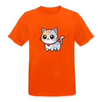 Calico Kitten Collar Charm - Men's Breathable T-Shirt - neon orange - Front - AI Model Male 185 dark (185cm)