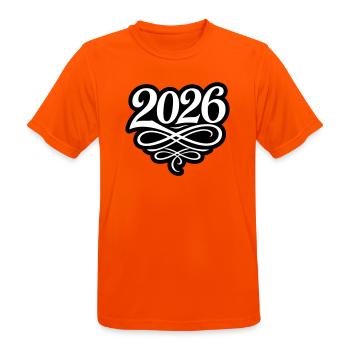 2026 Jahr - Männer T-Shirt atmungsaktiv - Neonorange - Vorne - AI Model Male 185 dark (185cm)