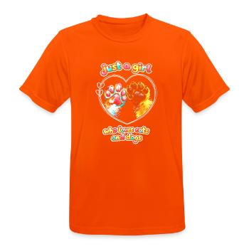 Just a Girl: Liebe zu Katzen und Hunden - Männer T-Shirt atmungsaktiv - Neonorange - Vorne - AI Model Male 185 dark (185cm)