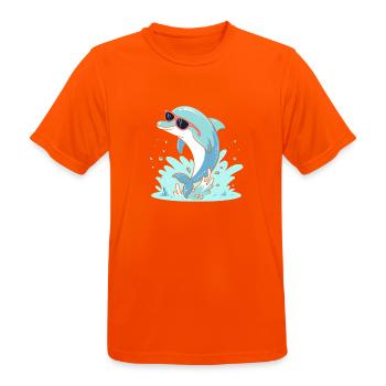 Delfin-Sommer-Pinkbrille - Männer T-Shirt atmungsaktiv - Neonorange - Vorne - AI Model Male 185 dark (185cm)