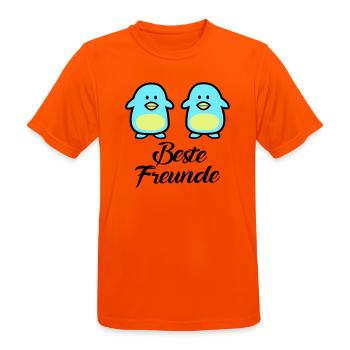 Pinguine Beste Freunde - Männer T-Shirt atmungsaktiv - Neonorange - Vorne - AI Model Male 185 dark (185cm)