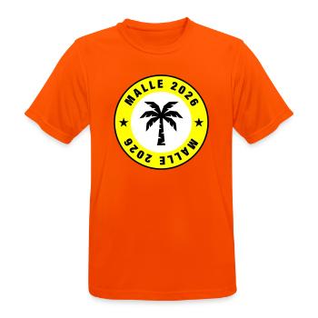 Malle 2026 Palm Tree Circle - Men's Breathable T-Shirt - neon orange - Front - AI Model Male 185 dark (185cm)