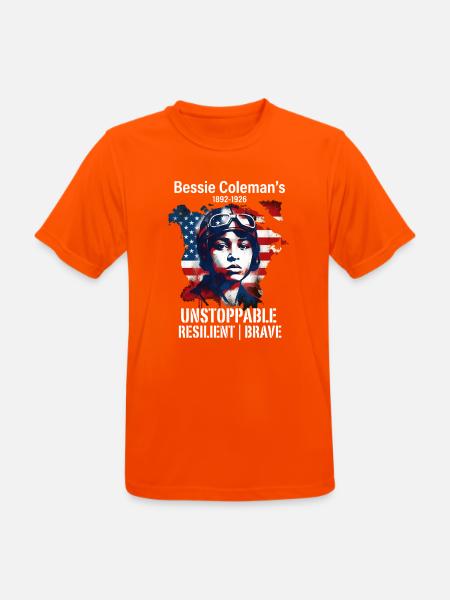 Bessie Coleman Modig flygpionjär - Andningsaktiv T-shirt herr - neonorange