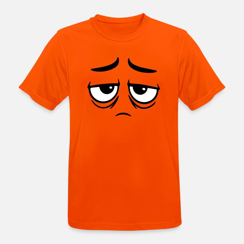 Grumpy sad disappointed face funny - Men's Breathable T-Shirt - neon orange