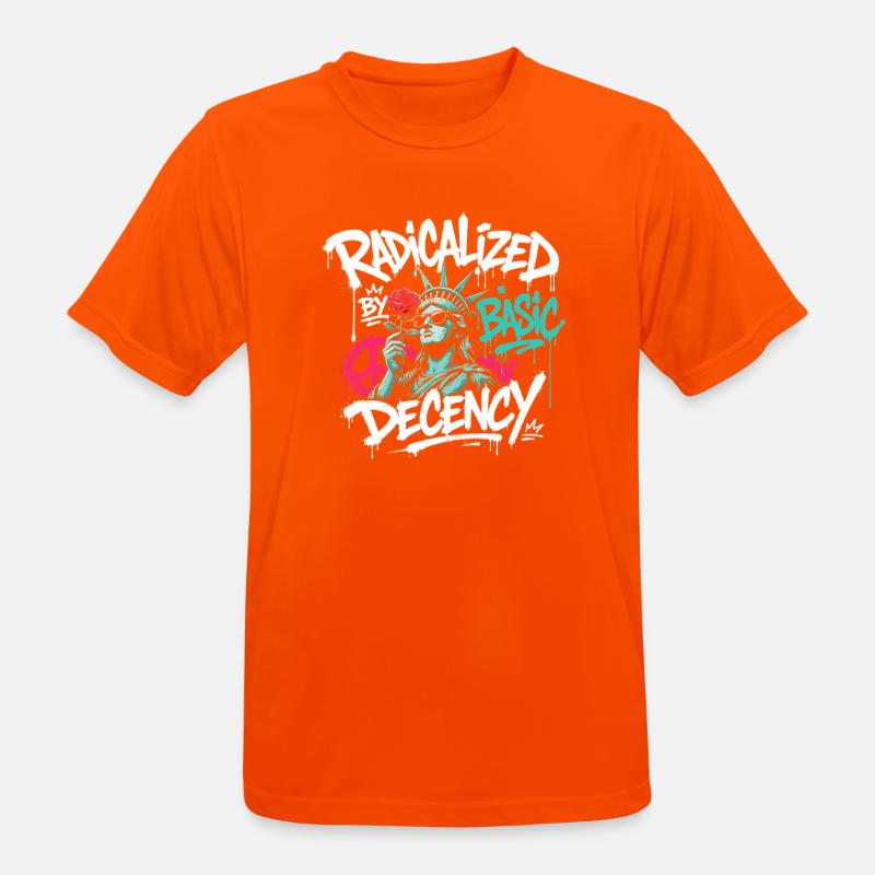 Radicalized Basic Decency Graffiti - Men's Breathable T-Shirt - neon orange