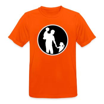 Vater Kind Silhouette Spazieren Familie Papa Liebe - Männer T-Shirt atmungsaktiv - Neonorange - Vorne - AI Model Male 185 dark (185cm)