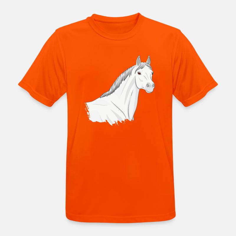 Der Kopf eines hellgrauen Abbayan-Pferdes - Männer T-Shirt atmungsaktiv - Neonorange