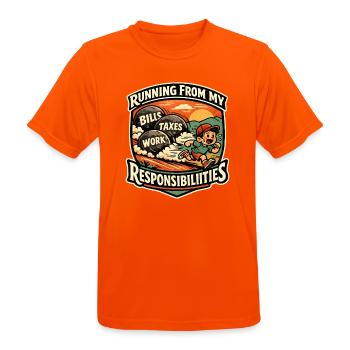La course avant mes devoirs - T-shirt respirant Homme - orange néon - Devant - AI Model Male 185 dark (185cm)