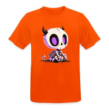 Cute Chibi Devil Skull - Männer T-Shirt atmungsaktiv - Neonorange - Vorne - AI Model Male 185 dark (185cm)