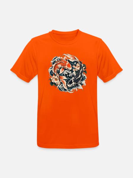 Lucky Koi - Männer T-Shirt atmungsaktiv - Neonorange