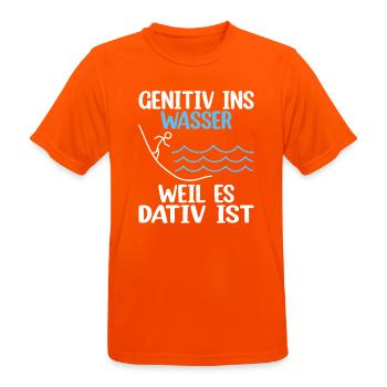 Genitiv Dativ Grammatik Deutsch Lustiger Spruch - Männer T-Shirt atmungsaktiv - Neonorange - Vorne - AI Model Male 185 dark (185cm)