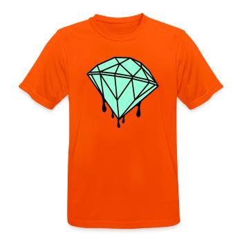 Geometrischer Mint-Diamant - Männer T-Shirt atmungsaktiv - Neonorange - Vorne - AI Model Male 185 dark (185cm)