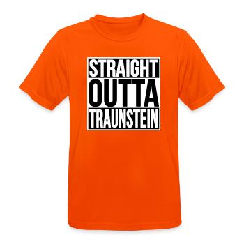 Straight Outta Traunstein - Männer T-Shirt atmungsaktiv - Neonorange - Vorne - AI Model Male 185 dark (185cm)