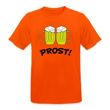 Zweier Bierkrüge Anstoß - Männer T-Shirt atmungsaktiv - Neonorange - Vorne - AI Model Male 185 dark (185cm)