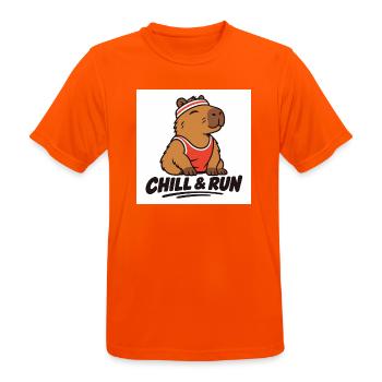 Chill & Run Capybara - Männer T-Shirt atmungsaktiv - Neonorange - Vorne - AI Model Male 185 dark (185cm)