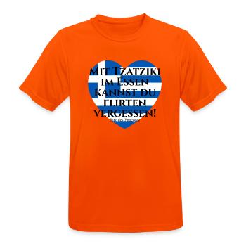 MIT TZATZIKI KANNST DU FLIRTEN VERGESSEN PITAGORAS - Männer T-Shirt atmungsaktiv - Neonorange - Vorne - AI Model Male 185 dark (185cm)