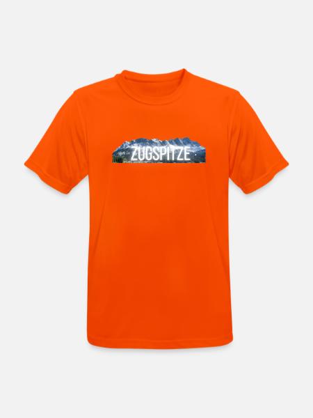 Zugspitze - Design with lettering & mountain shilouette - Men's Breathable T-Shirt - neon orange