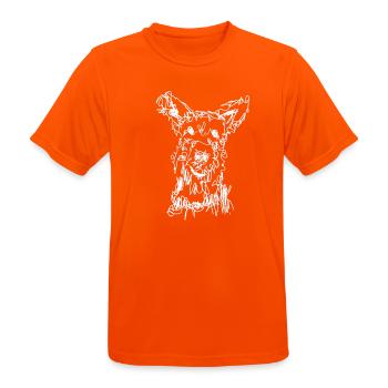 Terrier Berger de Picardie - Männer T-Shirt atmungsaktiv - Neonorange - Vorne - AI Model Male 185 dark (185cm)