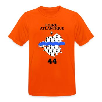 Loire Atlantique 44 - T-shirt respirant Homme - orange néon - Devant - AI Model Male 185 dark (185cm)