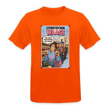 Sternzeichen Waage -  Humor für Unentschlossene - Männer T-Shirt atmungsaktiv - Neonorange - Vorne - AI Model Male 185 dark (185cm)