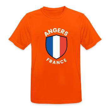 Emblème du bouclier d’Angers France - T-shirt respirant Homme - orange néon - Devant - AI Model Male 185 dark (185cm)