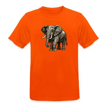 Vintage Elefant Illustration – Kraft & Natur - Männer T-Shirt atmungsaktiv - Neonorange - Vorne - AI Model Male 185 dark (185cm)