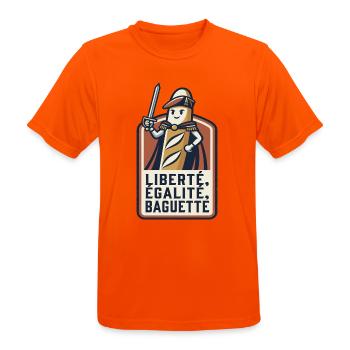 La baguette patriote 🇫🇷 - T-shirt respirant Homme - orange néon - Devant - AI Model Male 185 dark (185cm)