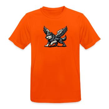 Flügelwolf Majestätisch - Männer T-Shirt atmungsaktiv - Neonorange - Vorne - AI Model Male 185 dark (185cm)