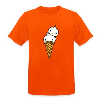 Oiseaux Cream Waffle Cream Scoops Cream Cornet - T-shirt respirant Homme - orange néon - Devant - AI Model Male 185 dark (185cm)