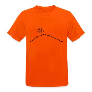 Berge und Sonne - Männer T-Shirt atmungsaktiv - Neonorange - Vorne - AI Model Male 185 dark (185cm)