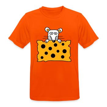 Mouse Rat Behind Big Holes Cheese Looks Funny - Men's Breathable T-Shirt - neon orange - Front - AI Model Male 185 dark (185cm)