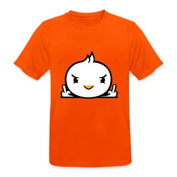 Bird evil middle finger showing bad boy behind fence - Men's Breathable T-Shirt - neon orange - Front - AI Model Male 185 dark (185cm)