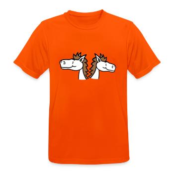 2 Pferde Team Pony Fohlen Pärchen Comic Freunde - Männer T-Shirt atmungsaktiv - Neonorange - Vorne - AI Model Male 185 dark (185cm)