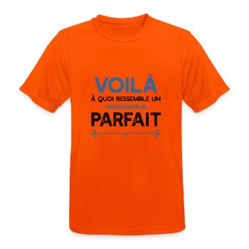 Un Organisateur parfait métier cadeau - T-shirt respirant Homme - orange néon - Devant - AI Model Male 185 dark (185cm)